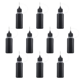 Joyangy 10-Pack 15ml Precision Tip Applicator Bottles, Black Plastic Squeeze Bottles with Metal Needle Tips for Glue/Paint/Epoxy, DIY Craft & Model Making