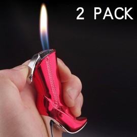 GENIRECE 2 Pack Black Red Cool Metal Lighter,Jet Torch Adjustable Lighter,Jet Flame Windproof Lighters,Refillable Butane Lighter,BBQ Candles Kitchen Camping