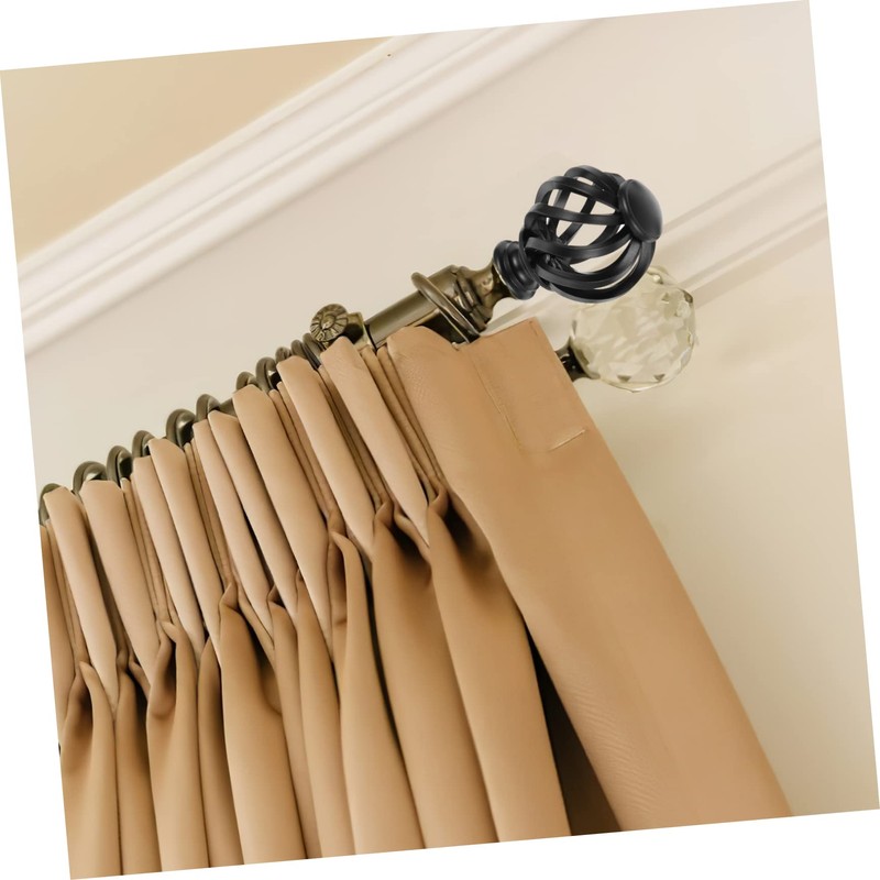 GRIRIW 4sets Curtain Rod Ends White Caps Gunmetal Black Urn