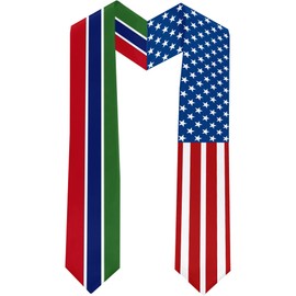 2025 Gambia Flag and USA Flag Graduation Stole Graduation Sash Class of 2025 Graduation Scarf for International Student (Baccalaureate Gown and Hat Not Included)