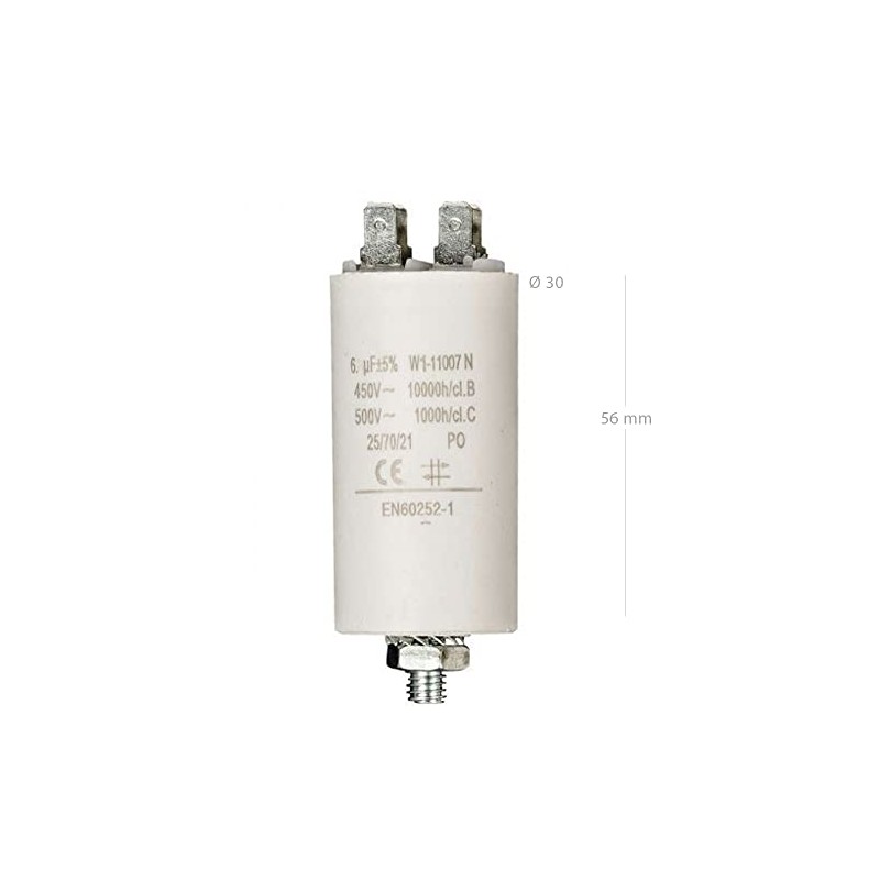 Start-up capacitor for electric motor 450 VAC, 6.3 uF