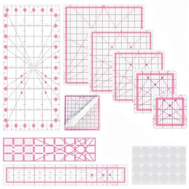 Reglas de acolchado, 8 reglas y plantillas para acolchar (3.5 x 3.5 pulgadas, 5 x 5 pulgadas, 8 x 8 pulgadas, 10 x 10 pulgadas, 12.5 x 12.5 pulgadas, 