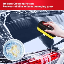 NONENDU Automotive Oil Film Cleaning Brush, Car Glass Oil Film Cleaner, Anti-Rain Fog Car Glass Cleaner, Car Windshield Cleaner for Improved Clarity and Visibility (Black, Pack of 1)