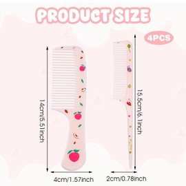 Baby Comb Set, Small Cute Fine Tooth Toddler Comb & Rat Tail Baby Comb for Styling, Pink Baby Hair Comb Plastic Parting Combs, Anti-Static Mini Hairdressing Comb for Baby Girl Wet Dry Hair (2Pcs)