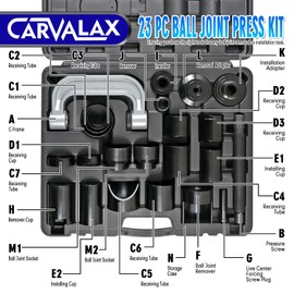 CARVALAX 23-Piece Ball Joint Press Kit, Easy Removal & Installation of Ball Joints & U-Joints, Ball Joint Removal Tool Kit w/Universal Adapters and Sockets for Most 2WD/4WD Cars, Trucks and SUVs