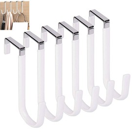 6 Pack Over The Door Hooks,with Rubber Prevent Scratches,Door Hangers for Closet, Kitchen, Bathroom (White)