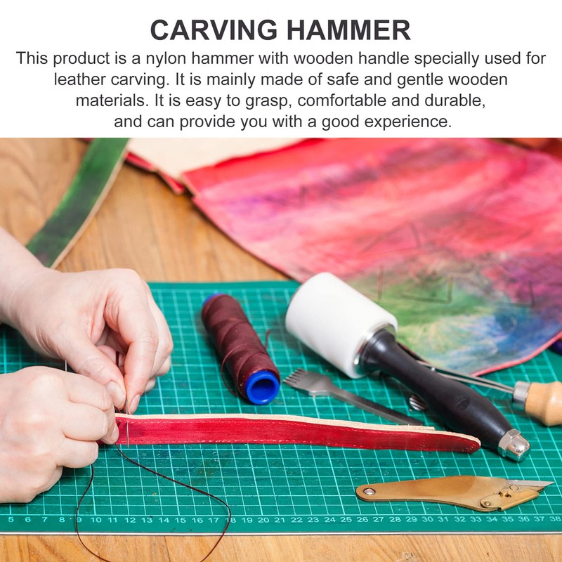 SHINEOFI Leather Carving Hammer Wood Handle Sturdy Nylon Mallet for