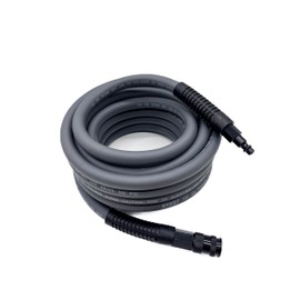 SYXQT Hybrid Air Hose 3/8-Inch x 25FT，300 PSI Heavy Duty, Lightweight, Kink Resistant, All-Weather Flexibility with 1/4-Inch Industrial Air Fittings and Bend Restrictors,Gray