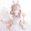Eileen Long Curls, Beige x Pink Wig, Perm, Full Wig,