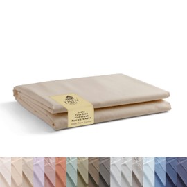 Linen Home 100% algodón percal 1 sábana encimera, tamaño individual, ropa de cama crujiente, fresca y fuerte, sábana transpirable de lujo, color marfil