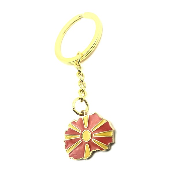 SNS Components North Macedonia Balkans Gold Keyring Chain Country Flag