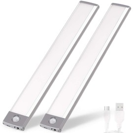 Rechargeable Motion Sensor Led Lights Ultra Thin Softer Under Counter 54-LED Closet Lighting Battery Operated Light Kitchen Under Cabinet Lighting Stick On Lights Night Light Wireless Light (2PACK)