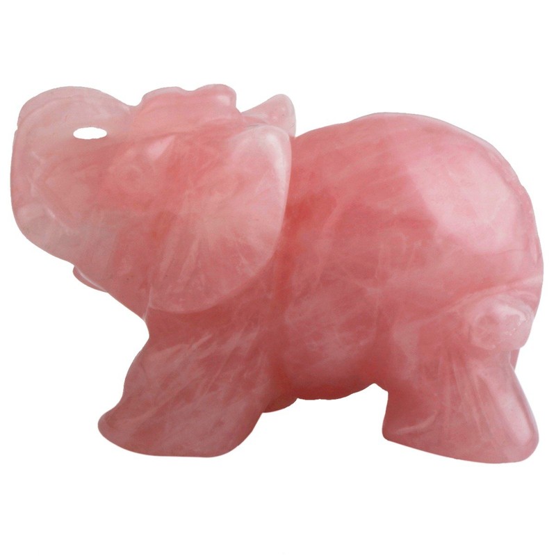 mookaitedecor Natural Rose Quartz Elephant Ornament Figurine,Healing Crystal Energy Gemstone