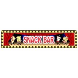 Retro Snack Bar Sign – Vintage Movie Theater Metal Sign with Dancing Concessions – Home Theater & Concession Stand Decor