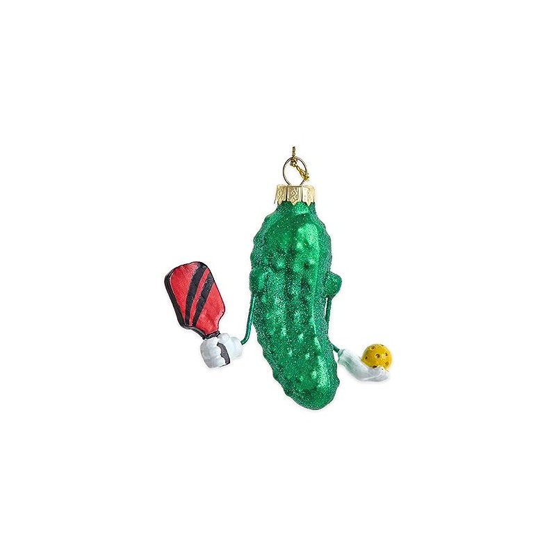 Kurt S. Adler Glass Pickleball Pickle Ornament 3 Inch