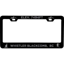 R and R Imports Whistler Blackcomb British Columbia Etched Metal License Plate Frame Black