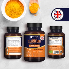 Organic Turmeric 2280 mg (High Dose) with Black Pepper & Ginger - 180 Vegan Turmeric Capsules with the Active Ingredient Curcumin I UK Made by Prowise Healthcare