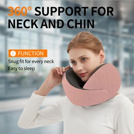 PKADIR Travel Neck Pillow Airplane, Memory Foam Travel Pillows for Comfort on Sleeper Hold Compact and Ergonomic Design for Traveling Car Rides Home Road Trip Essentials for Adults and Kids (Pink)