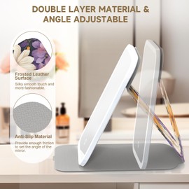 Mocado Travel Makeup Mirro with Lights, 360° Rotation Lighted Makeup Mirror, Portable Mirror with 10x Magnification, 3 Color Lightings, Dimmable Touch Screen, Tabletop Light up Mirror(Sun Daisy)