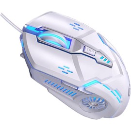 Guibell Mouse Gaming con Cable 3200 dpi,Luces LED 7 Modos,Negro Silencioso