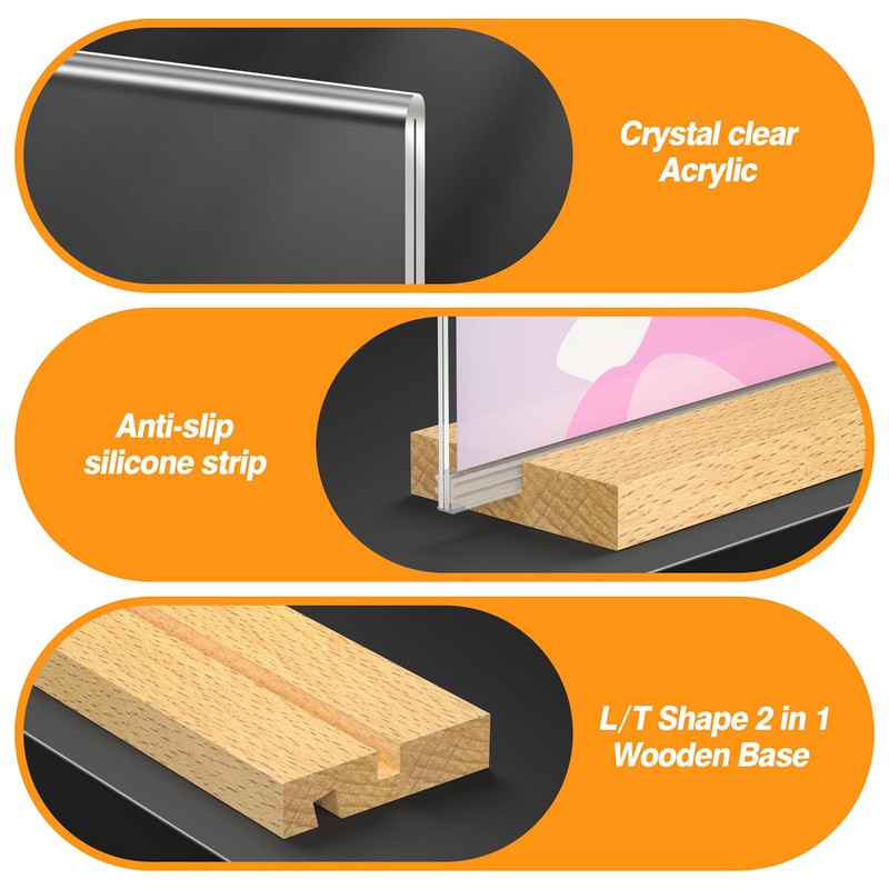 SVOPY 8.5 x 11 Acrylic Sign Holder with Wood Base
