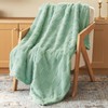 Joiedomi Throw Blanket for Couch, Soft Sage Green Fleece Checkered