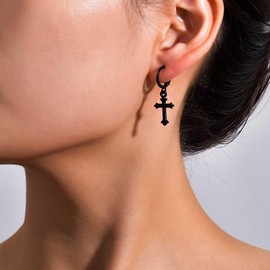 Xmsrn Vintage Kreuz Baumeln Ohrringe Schwarzes Kreuz Tropfen Ohrringe Kreuz Hoop Huggie Ohrringe Retro Kreuz Ohrstecker Ohrringe Für Frauen
