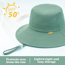 UAMOEI Baby Sun Hat Toddler UPF 50+ Kid Bucket Hats for Girl Summer Cap Boy Sun Protection Caps Wide Brim (US, Age, 6 Months, 12 Months, A-Green)