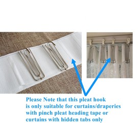 VRSS Stainless Steel 2.7 inch Long 4-Prong Curtain Pleat Tape Hooks, Pinch Pleat Curtain Hooks for Pleated Drapes, Fit for 2.75 to 2.95 inch Wide Tape(30Pcs)