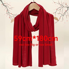Muslin Hijab Scarf for Women Long Headscarves Solid Head Wraps Soft Pashminas Shawls Wine Red