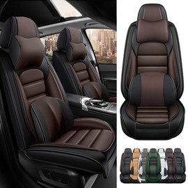 Cscevt 2 Seat Covers for Volkswagen Golf SportWagen 2015-2019 Leather Car Seat Covers Waterproof Soft Car Seat Protectors Comfort Auto Seat Covers with Airbag（Luxury,Black+Coffee）