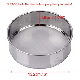 AMPSEVEN Tamis Fine Mesh Flour Sieve 60 Stainless Steel Round Sifter for Baking(6 Inch, 60m Mesh)