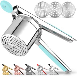 Zulay Kitchen Large 15oz Potato Ricer, Heavy Duty Stainless Steel Potato Masher and Ricer for Mashed Potatoes, Mashed Potato Masher & Potato Press Gadget for Perfect Mashed Potatoes - Turquoise