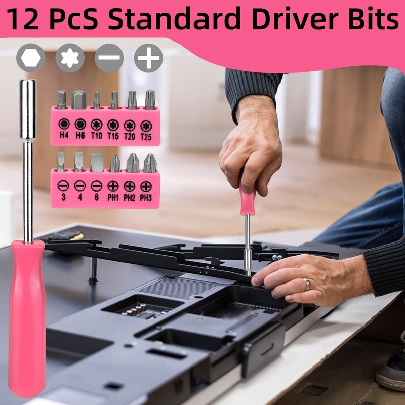 24 PCS Pink Tool Kit for Women Ladies, Home Small