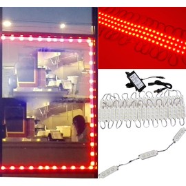 40ft Red Storefront windows LED Light module with UL 12v AC Power adapter