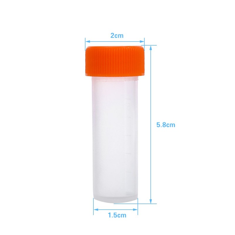 10pcs Plastic Test Tubes 5ML with Lid, Graduated Marks and
