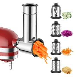 TPGSING Stainless Steel Slicer Shredder Attachment for KitchenAid Stand Mixer, Cheese Grater Attachment for Kitchenaid, Grinding Powder, Salad Maker with 4 Blades, Attachment for Kitchenaid Mixers