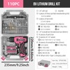 LIRFIX 110-Piece Pink USB Charging Electric Screwdriver Set - Low-Power