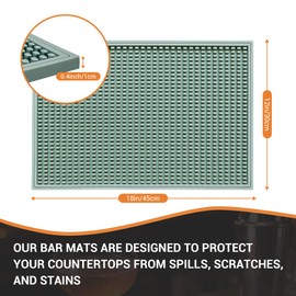 ZJWZLG Bar Mat - 18"X12"(2 Pcs) Rubber Bar Mats for Countertop & Dish Drying, Non-Slip Bartender Mat with Airflow Design for Home Bar, Cocktail Set, Kitchen & Outdoor Use (Green)