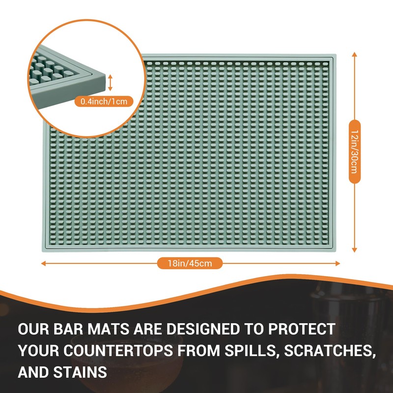 ZJWZLG Bar Mat - 18"X12"(2 Pcs) Rubber Bar Mats for