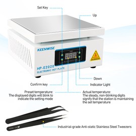 KeenWise 110V 1080W Soldering Hot Plate, Electric Hot Plate, LED Microcomputer Electric Preheat Soldering Station Welder Hot Plate Rework Heater Lab 200X200mm (7.87 * 7.87in) Plate