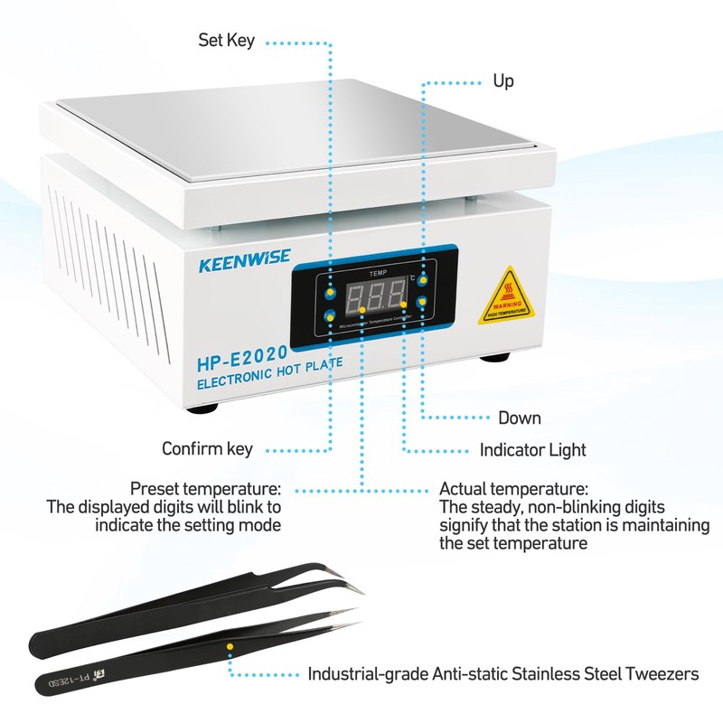KeenWise 110V 1080W Soldering Hot Plate, Electric Hot Plate, LED