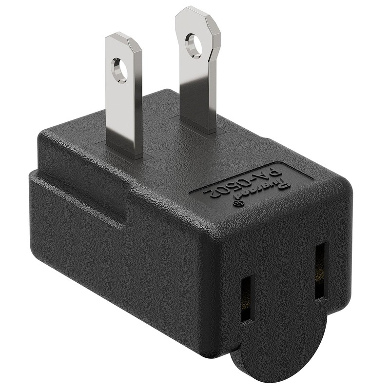 Right Angle Adapter, Plugrand 2-Prong 90 Degree Downward Angled AC