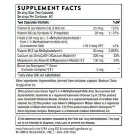 THORNE - Advanced Bone Support‡ - (Formerly Oscap) - Bone Health Supplement with Calcium and Vitamin D* - 120 Capsules