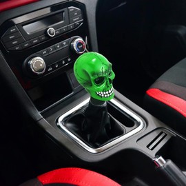 Arenbel Skull Head Shifter Lever Knob Racing Gear Shift Stick Car Shifting Grip Handle Fit Regular Auto Manual Transmissions, Green