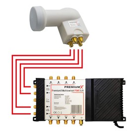 Premium X Quattro LNB - 4 Way - Only for Multiswitch - 4K Full HD - with Weather Protection and LTE Filter for Satellite Dish Digital TV SAT Multiswitch - White
