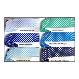 Spotty Dotty Polka Dot Double Fold Bias Binding Tape 30mm 1" Craft Trim Sewing Quilting 36 Colours A UK Seller -5m Aqua with White
