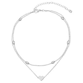 kelistom Silver Anklet for Women Heart/Beaded/Layered Chain Sterling Silver Anklet Foot Jewelry with Extension (layered heart)