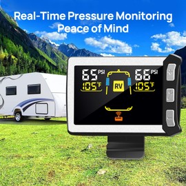 Masoll RV/Trailer Tire Pressure Monitoring System, Tire Pressure Monitor with Color LCD Display, TPMS with 2 Sensors for Travel Trailer/5th Wheel/Camper, 0-87PSI with 120ft Transmission Distance