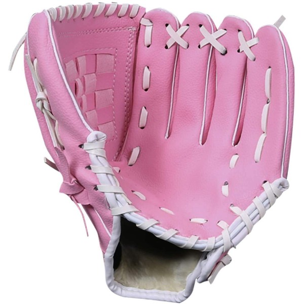 ZYYRSS Baseball Glove for Kids/Youth/Adult, Softball Gloves,Sports Batting Gloves PU Leather Left Hand Glove, Right Hand Throw (Pink, 11.5 inch)